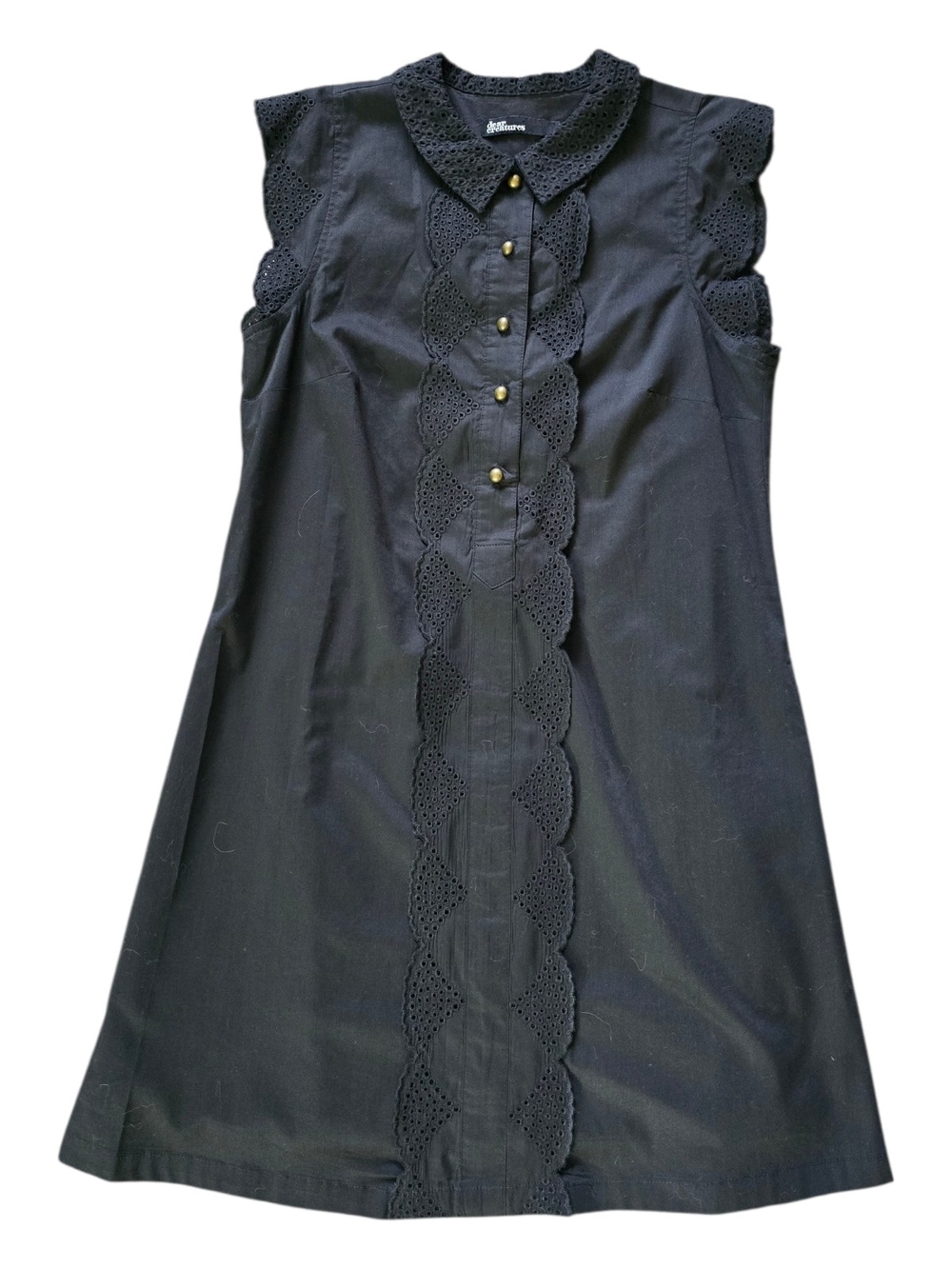 Anthropologie Black Eyelet-Trim Sleeveless Shift Dress